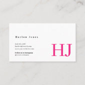 Minimale handtekening Monogram Hot Pink Business C Visitekaartje (Achterkant)