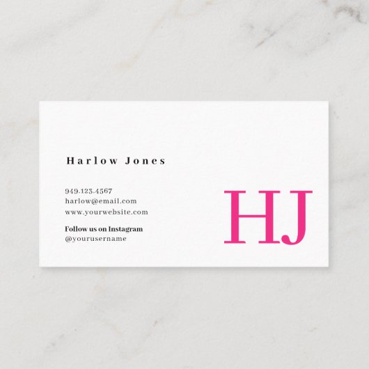 Minimale handtekening Monogram Hot Pink Business C Visitekaartje (Achterkant)