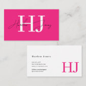 Minimale handtekening Monogram Hot Pink Business C Visitekaartje (Voorkant / Achterkant)