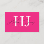 Minimale handtekening Monogram Hot Pink Business C Visitekaartje (Voorkant)