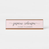 Minimale handtekening voor Blush Pink Professional Bureau Naambordje (Voorkant)