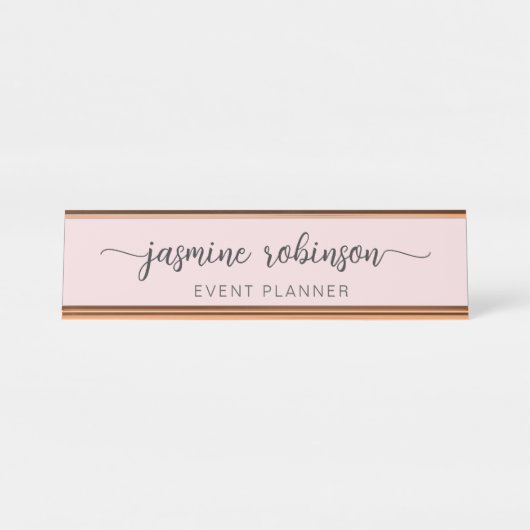 Minimale handtekening voor Blush Pink Professional Bureau Naambordje (Voorkant)