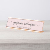 Minimale handtekening voor Blush Pink Professional Bureau Naambordje (Voorkant)