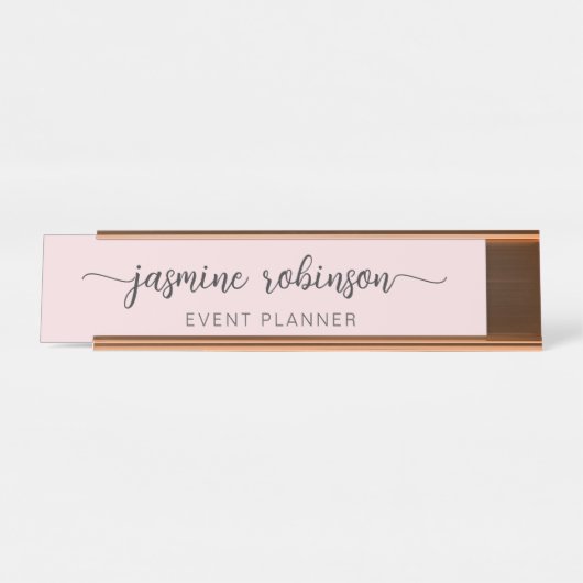 Minimale handtekening voor Blush Pink Professional Bureau Naambordje (Voorkant)