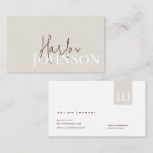 Minimale handtekeningen Aarde Tones & Beige Visitekaartje (Voorkant / Achterkant)