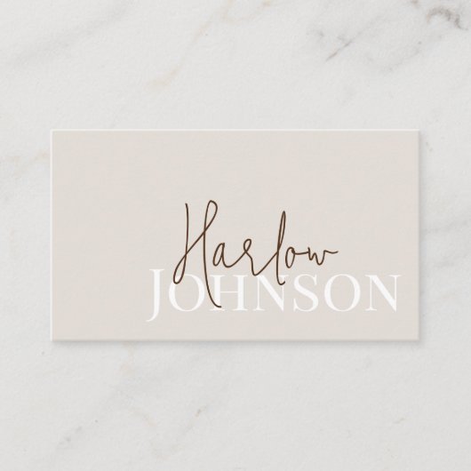 Minimale handtekeningen Aarde Tones & Beige Visitekaartje (Voorkant)