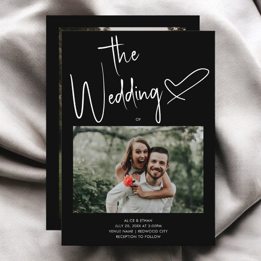 Minimale handtekeningen Hartfoto van Script Black Kaart