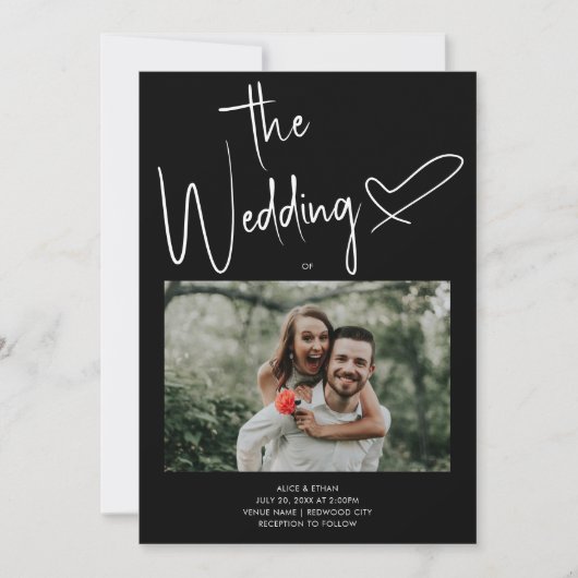 Minimale handtekeningen Hartfoto van Script Black  Kaart (Voorkant)