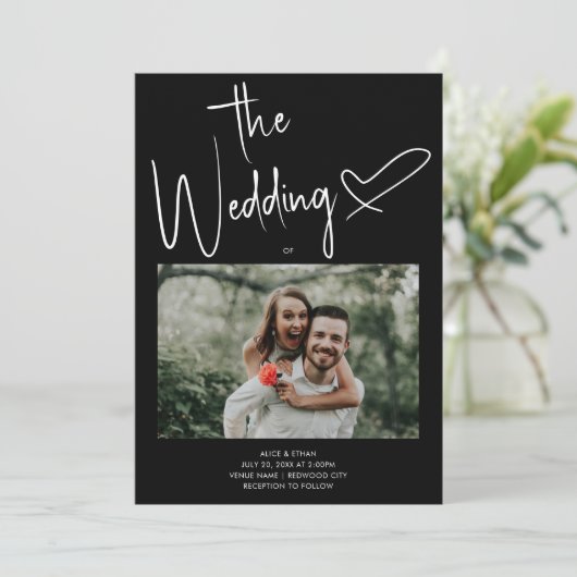 Minimale handtekeningen Hartfoto van Script Black  Kaart (Staand voorkant)