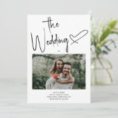 Minimale handtekeningen Hartfoto White Wedding Kaart (Staand voorkant)