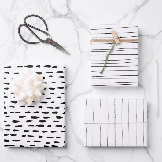 Minimale handtekeningen met stripes Stippen spots Inpakpapier Vel (Voorkant)