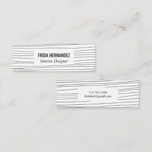 Minimale handtekeningen Stripes Chic Elegant Mini Visitekaartje (Voorkant / Achterkant)