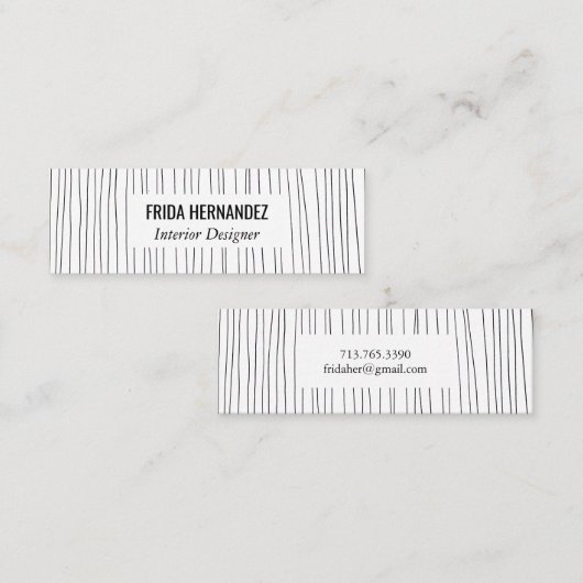 Minimale handtekeningen Stripes Chic Elegant Mini Visitekaartje (Voorkant / Achterkant)