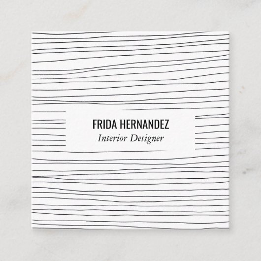 Minimale handtekeningen Stripes Chic Elegant Vierkante Visitekaartje (Voorkant)