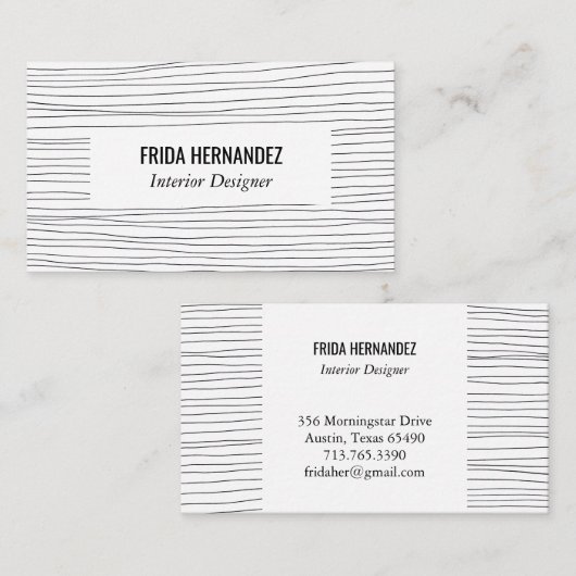 Minimale handtekeningen Stripes Chic Elegant Visitekaartje (Voorkant / Achterkant)