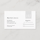 Minimale handtekeningen zwart-wit en benoeming & visitekaartje (Achterkant)