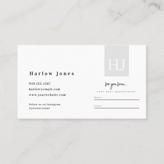 Minimale handtekeningen zwart-wit en benoeming & visitekaartje (Achterkant)