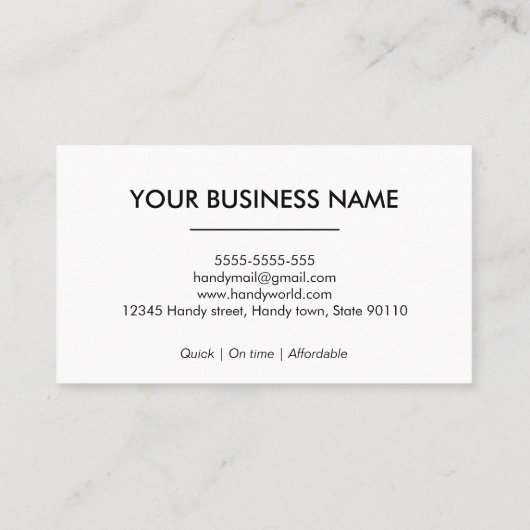 Minimale Handyman Services Tool Onderhoud Visitekaartje (Achterkant)