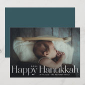 Minimale Happy Hanukkah Holiday Foto Feestdagenkaart (Voorkant / Achterkant)