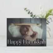 Minimale Happy Hanukkah Holiday Foto Feestdagenkaart (Staand voorkant)