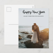 Minimale Happy New Year Handwrite-scriptfoto Feestdagenkaart (Voorkant / Achterkant)
