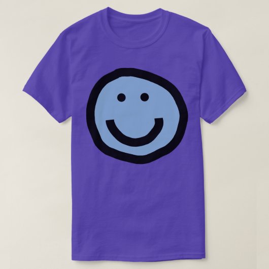 Minimale Happy Smiley Face Blue T-shirt (Design voorkant)