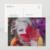 Minimale Happy Thanksgiving-familiefoto Briefkaart (Voorkant / Achterkant)