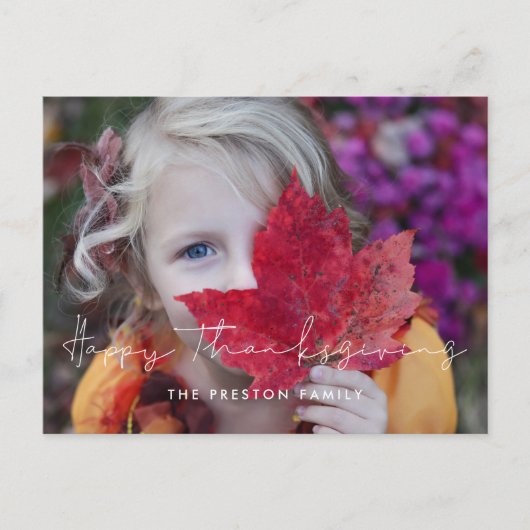Minimale Happy Thanksgiving-familiefoto Briefkaart (Voorkant)