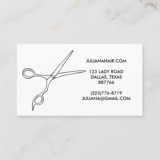 Minimale hare Stylist Salon Chic Scissors Line Art Visitekaartje (Achterkant)