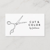 Minimale hare Stylist Salon Chic Scissors Line Art Visitekaartje (Voorkant)