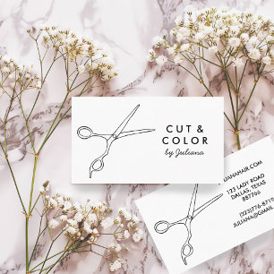 Minimale hare Stylist Salon Chic Scissors Line Art Visitekaartje