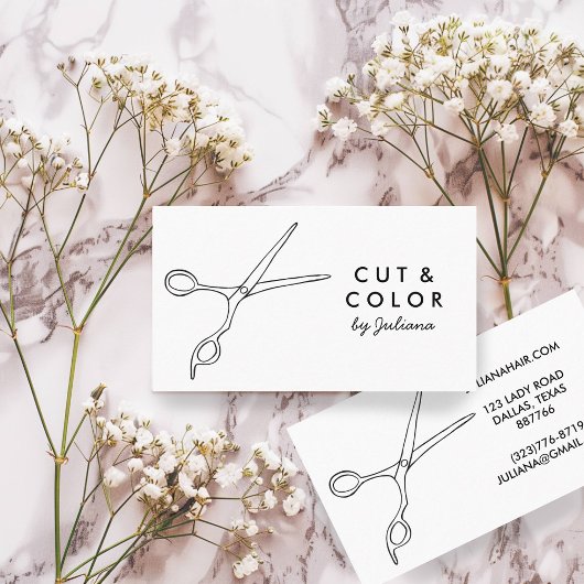 Minimale hare Stylist Salon Chic Scissors Line Art Visitekaartje