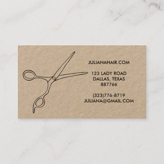 Minimale hare Stylist Salon Chic Scissors Line Art Visitekaartje (Achterkant)