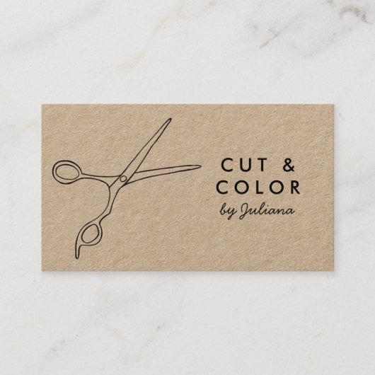 Minimale hare Stylist Salon Chic Scissors Line Art Visitekaartje (Voorkant)