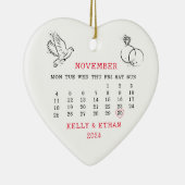 Minimale Hart Kalender Herfst Bruiloft 2024 Keramisch Ornament (Rechts)
