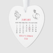 Minimale Hart Kalender Trouwdag Ornament (voorkant)
