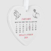 Minimale Hart Kalender Trouwdag Ornament (voorkant)