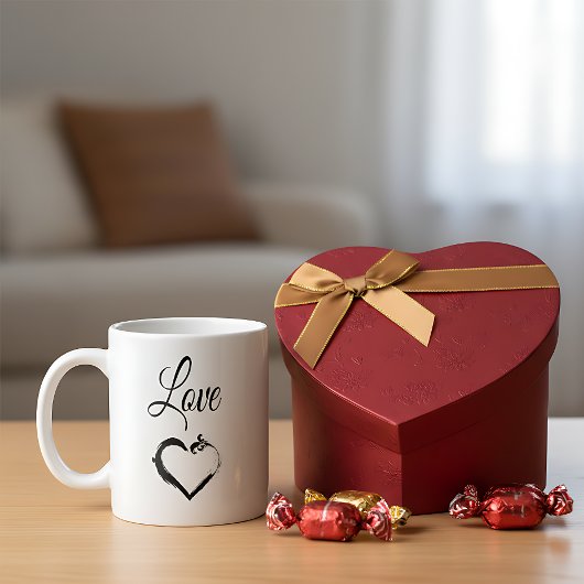 Minimale Hart & Liefde Typografie Mok