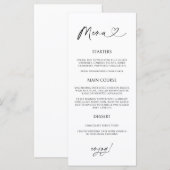 Minimale hart menukaart receptie formeel diner  (Voorkant / Achterkant)