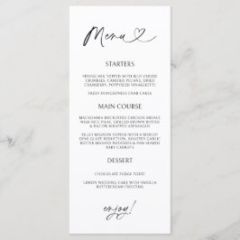 Minimale hart menukaart receptie formeel diner 