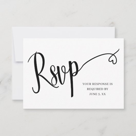 Minimale Hart Script Trouw RSVP Kaart (Voorkant)