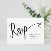 Minimale Hart Script Trouw RSVP Kaart (Staand voorkant)