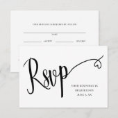 Minimale Hart Script Trouw RSVP Kaart (Voorkant / Achterkant)