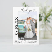 Minimale hart Script Weduwfoto Bedankkaart (Staand voorkant)