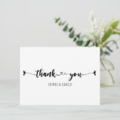 Minimale harten en vogelkalligrafie Hartelijk dank Bedankkaart (Staand voorkant)