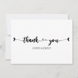 Minimale harten en vogelkalligrafie Hartelijk dank Bedankkaart