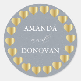 Minimale harten Stamblauw bruiloft Envelopzegel Ronde Sticker