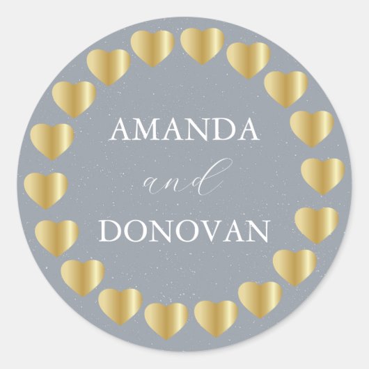 Minimale harten Stamblauw bruiloft Envelopzegel Ronde Sticker (Voorkant)
