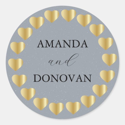 Minimale harten Stamblauw bruiloft Envelopzegel Ronde Sticker (Voorkant)