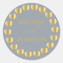 Minimale harten Stamblauw bruiloft Envelopzegel Ronde Sticker